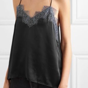 CAMI NYC 100% Silk Camisole with Metallic Lace